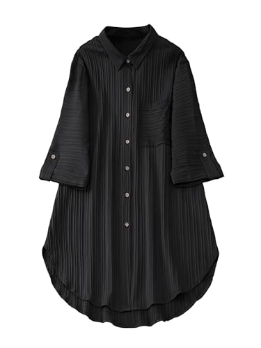 Image of Shasmi Women's Brown Solid Color Woven Long Sleeve Shirt Dress with Button Cuff, Business Casual (Dress 160)
