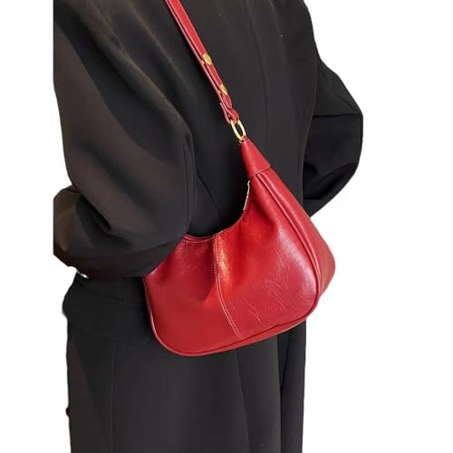 Image of Small Hobo Bags for Women Leather Shoulder Bag | Retro Crescent, Crossbody bag, Trendy Purses, Zipper