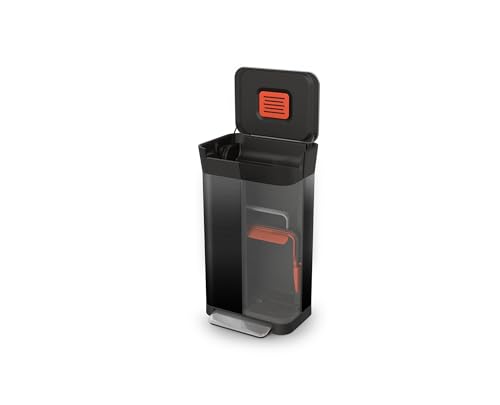 Joseph Joseph Intelligent Waste Titan Trash Can Compactor with Odor Filter, Compacts up to 3X Trash, 30L/7.9 Gallons, Black