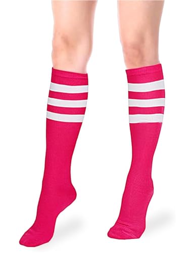Image of Athletic Knee High Socks Stripe Running Baseball Thigh High Stockings Outdoor Sport Tube Socks