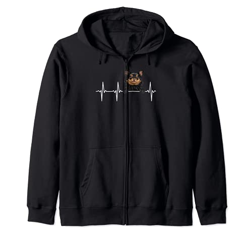 Funny Dog Heartbeat For Black Chihuahua Lovers Zip Hoodie