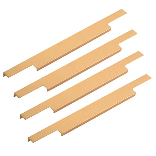 Tiradores para Armarios, Tiradores para Muebles Ocultos Dorado Tiradores Para Cocina Aleación Aluminio Tiradores para Cajones Tirador para Armario Puerta, 4 Piezas (Longitud total:500mm,Dorado) Cover