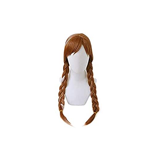 Aniwig Anna Braids Wig Cosplay Costume Résistant à la Chaleur Synthétique Cheveux Synthétiques Princess Wig Femmes Perruques de soirée pour Carnaval Cover