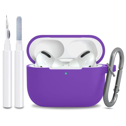 Image of for AirPods Pro 2nd 1st Generation Case Cover with Keychain, Protective Soft Silicone Skin Accessories for Apple AirPods Pro Charging Case 2022 /2019, Front LED Visible, Purple