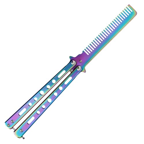KOMUNJ 1 Piece Butterfly Comb Stainless Steel Foldable Butterfly Comb Pocket Spring Hair for Hair Barber Styling Accessories