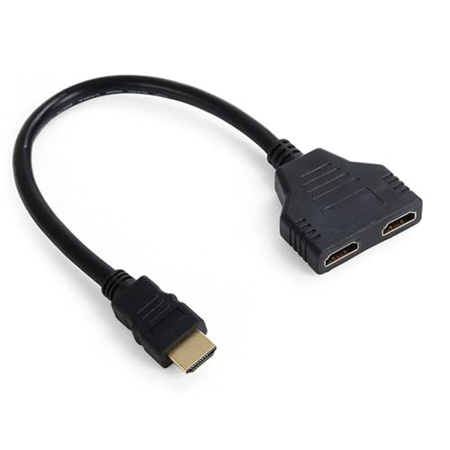 xiwai Cable adaptador divisor HDMI 1 en 2 salidas, HDMI macho a HDMI dual hembra de 1 a 2 vías, cable de extensión para PC, HDTV, portátil, 1080P