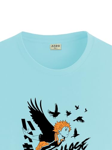 Image of ADRO Men's Cotton Comfort Fit Anime T Shirt - Premium Printed Haikyuu Tshirt - Perfect for Haikyuu Fans Print and Comfortable Fit T-Shirt