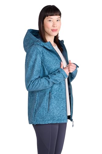 Image of Mountain Warehouse Exodus Womens Softshell Jacket - Breathable, Adjustable, Water & Wind Resistant Ladies Coat - For Autumn, Winter, Walking, Everyday wear Dark Teal Women's Size 14