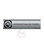 AUA SIGNALETIQUE - Plaque Aluminium brossé imprimé AluSign DARK - 200x50 mm - Double Face adhésif au dos (Interdiction de fumer)