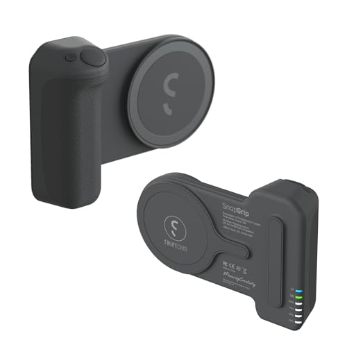 ShiftCam SnapGrip - Mobile Battery Grip with Wireless Shutter Button - Magnetic Mount Snaps on to Any Phone - Built in Powerbank with Qi Wireless Charging (Midnight)