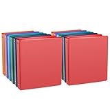 COMIX 3 Ring Binder 1 inch with Clear View Cover, 1' View Binder Holds 200 Sheets of US Letter Size Paper, 12 Pack (Assorted)