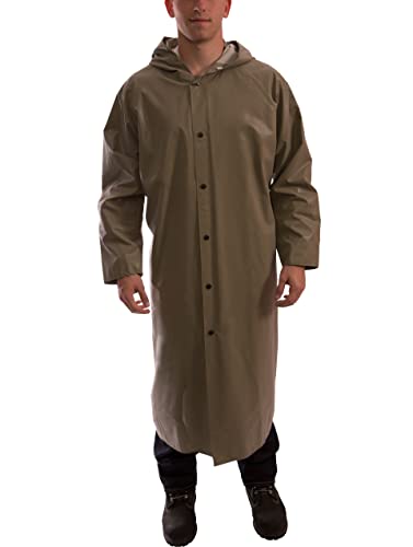 Tingley Magnaprene C12168 Coat With Storm Fly Front, Attached Hood and Inner Cuffs, 60-Inch Length, 2XL, Olive Drab