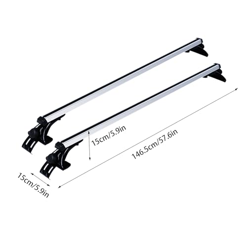 Dachgepäckträger 2-teilig Auto Universal 146x15x15cm Dachträger Querstange 75kg Tragfähigkeit Relingträger Gepäckablage, für Fahrradträger, Dachboxen oder als Skihalter