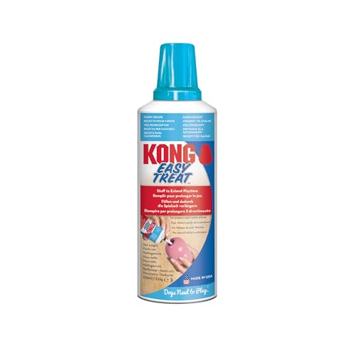 KONG Easy Treat - Pasta Spray - Biscotti Per Cani No-Mess - Da Usare con i Giocattoli KONG di Goma - Burro Di Arachidi,Snack Delicato Per Il Pancino Dei Cuccioli-236ml