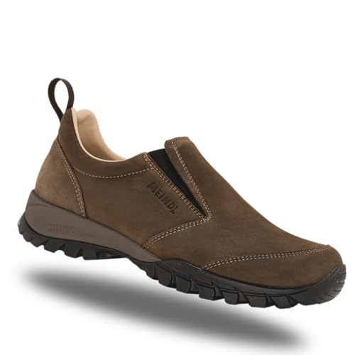 Meindl Men's Comfort-Fit Camp Moc | All Leather Slip-on Shoe | Wide Toe Box | Made in Italy Brown