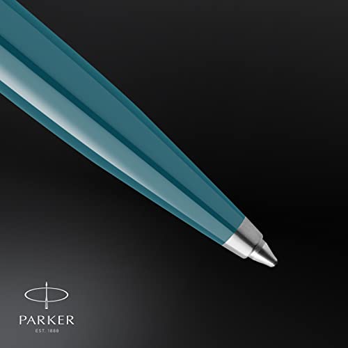 Image of Parker 51 Ballpoint Pen | Teal Blue Barrel with Chrome Trim | Medium Point with Black Ink Refill | Gift Box