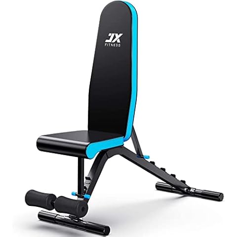 JX FITNESS Adjustable Weight Bench Incline Decline Flat Workout Bench 90 Degree Upright Home Training Sit up Gym Bench Cover