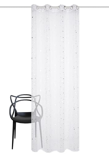 HOME WOHNIDEEN Ösenschal JOLAMO mit silberfoliendruck, 245x140 cm, weiß-Silber, halbtransparent, Farbe:Silber, Größe:245 x 140 cm, Anzahl:1x