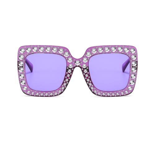 IKANOO Oversized Crystal Sunglasses for Women Square Thick Frame Bling Rhinestone Sparkling Glasses2