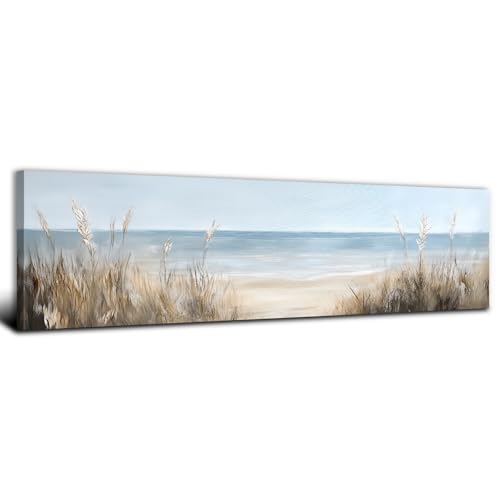 Large Abstract Ocean Wall Art Beach Picture Coastal Room Decor Seaside Landscape Wall Decor Nautical Canvas Prints Poster Seascape Painting for Living Room Bathroom Vintage Nature Sea Artwork Decorations 14x48"