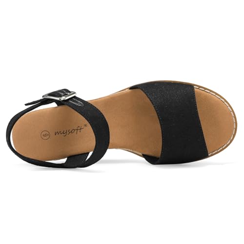 mysoft Women's Comfortable Wedge Sandals Casual Espadrilles Ankle Strap Open Toe Walking Summer Shoes4