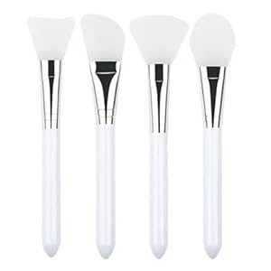 Professional Facial Mask Brush Set, White Silicone Applicator Brushes with Soft Flexible Heads for Face Masks, 4 Pack Multi-Style Makeup Tools
