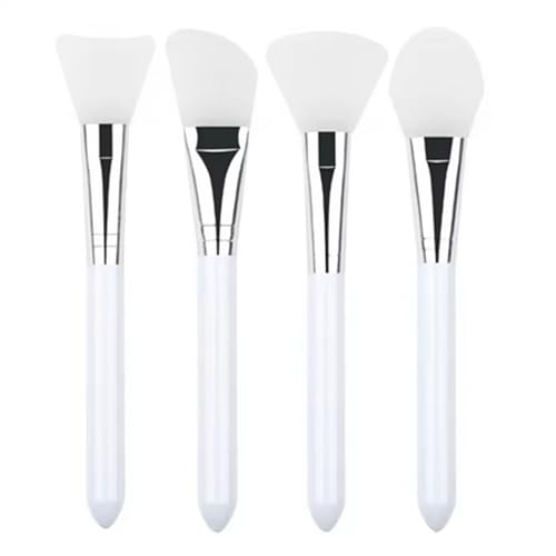 Professional Facial Mask Brush Set, White Silicone Applicator Brushes with Soft Flexible Heads for Face Masks, 4 Pack Multi-Style Makeup Tools