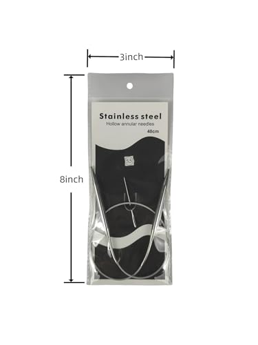 Image of Size 9 Stainless Steel Circular Knitting Needles 16 Inch 5.5 mm Set Round Metal (Silver, 16 inch-9-(5.5mm))