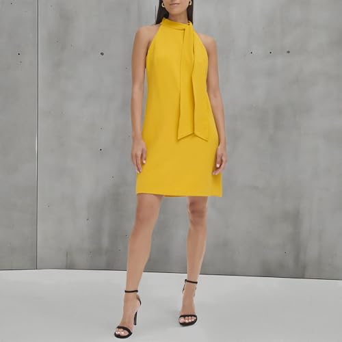 Image of Vince Camuto Women's Sleeveless Halter Tie Neck Shift Mini Dress