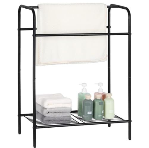Soporte Toallas BañO Soporte Independiente del Toallero Metal De 3 Niveles con El Estante Tenedor La Manta Almacenamiento para Cuarto Baño para El Hogar(B)