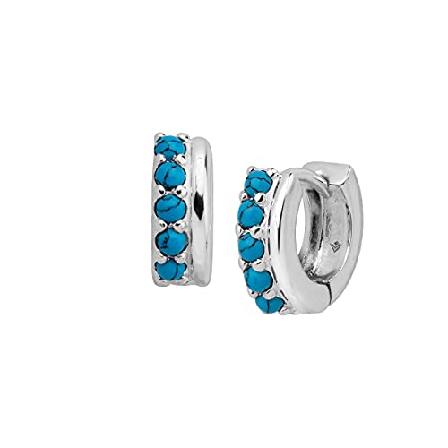 Silpada  Soleil  Compressed Turquoise Stud Huggie Hoop Earrings in Sterling Silver