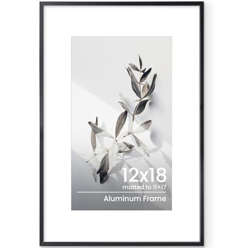 Cornice per foto, 31 x 46 cm, grande cornice in alluminio nero per poster, supporti per 28 x 43,2 cm con vetro temperato per appendere ritratti o paesaggi, decorazione da parete per la casa