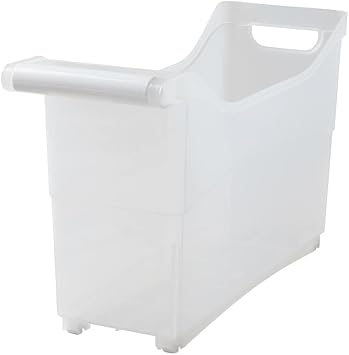 Storage Bin with Handle and Rolling Wheels for Kitchen Organization Plastic - White