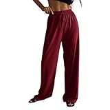 Juniors Pantalon de sport en élasthanne pour femme - Pantalon de jogging côtelé évasé - Jambe longue coupe - Automne été 2025 - Doux et confortable - Concert de campagne Y2K