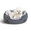 Amazon Basics Round Dog Bed for Small Dogs, Cat Beds for Indoor Cats, Washable Puppy Bed with Soft Plush Cushion, Anti-Slip Bottom, 20x19x6 Inches, Gray