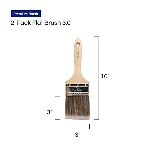 Pro Grade - Paint Brushes - 2Ea 3" Flat Brushes #TOP3