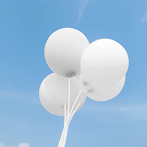 Image of ASIYUHY White Balloons 100 Pack 12 Inch White Latex Party Balloons with 2 Rolls of Ribbon Helium Balloons for Wedding Birthday Party Baby Shower Engagement Anniversary Decorations