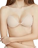 Zoe Jacobs Adhesive Bra Push up Silicone Sticky Bras for Women Reusable Strapless Backless Bra with Nipple Covers (US, Cup Band, C, Timeless Serenade - Nude)