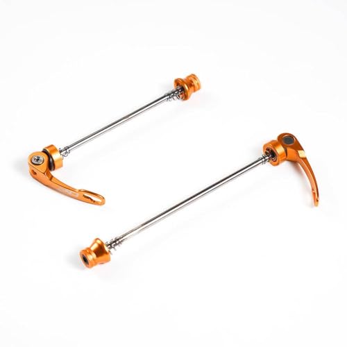 MTBロードバイクホイールハブクイックリリース串焼きQRレバースチールアクスルとアルミニウムハンドルCNC機械加工バイクアクセサリーとほとんどの自転車と互換性(Orange)