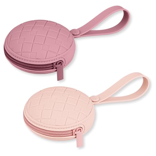 Image of Kalovin Pacifier Holder Case, Pack of 2 Baby Silicone Pacifier Holder Case, Protective Storage Container Attaches to Strollers & Diaper Bags (Color 2)