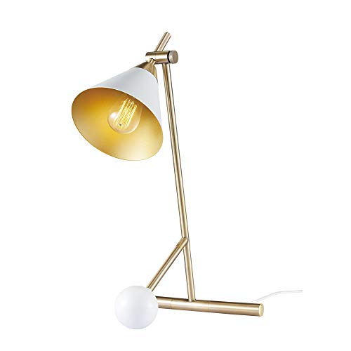 Globe Electric 67353 Novogratz x Globe Desk Lamp, Matte White, Gold
