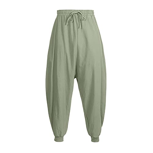 Mens Harem Pants, F_Gotal Mens Casual Elastic Waist Yoga Baggy Boho Harem Pants Drop Crotch Trouser With Pockets #TOP2
