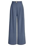 AUTOMET Wide Leg Dress Pants Womens Work Business Casual Palazzo Summer Flowy High Waisted Trousers Slacks 2026 Fashion Suit Pant Dressy Outfits Office Professional Clothes Dusty Blue M
