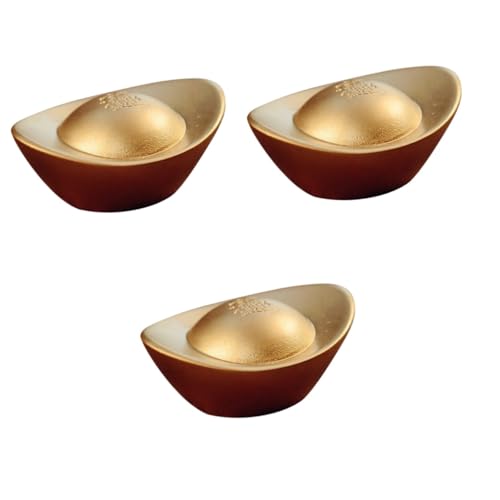 Figurine de Lingot Yuan Bao en lot de 3 pièces pour la décoration Feng Shui de votre maison