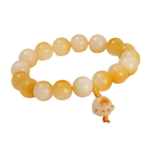 NAFEIMILUN Pulsera De Cuentas Naturales Pulsera De Jade Bodhi Para Niñas Joyería Para Parejas Pata De Gato Amarilla Degradada