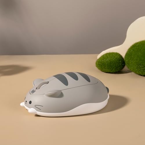 Image of Akko Cat Theme Wireless Gaming Mouse Gray, Tri-Mode Mouse BT3.0 /BT5.0 /2.4G, Cute Optical Cordless Cartoon Mice for Computer /Laptop /Desktop /PC, Compatible with Mac /Win Gray Mimo
