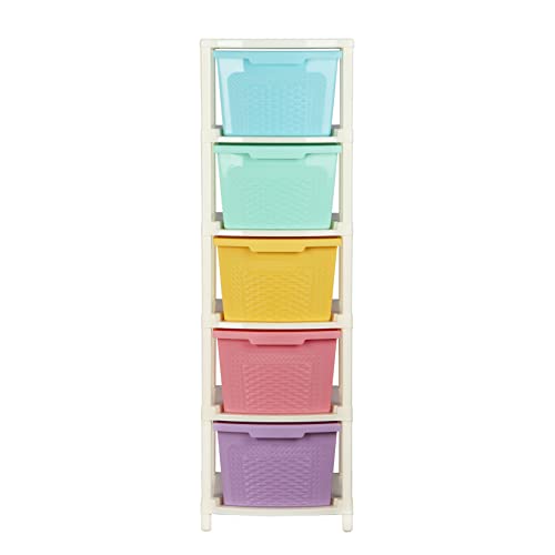 Image of Polyset Amber Plastic Drawer 5 Tier, Pastel