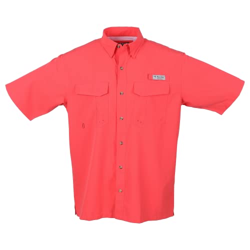 Bimini Bay Outfitters LTD Bimini Flats V Men's Short Sleeve Fishing Shirt Featuring BloodGuard Plus (2XL, Cayenne)