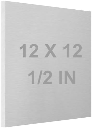 6061 T651 Aluminum Sheet Metal 12 x 12 x 1/2Inch (12.7MM) Flat Plain Thickened Aluminum Plate Covered with Protective Film, Heat Treatable Rectangle 0.50" Thick Aluminum Metal Plate for Industrial