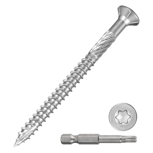 Vis de terrasse #10 x 2-1/2 inox quincaillerie bois Torx T25 argent pour fixation